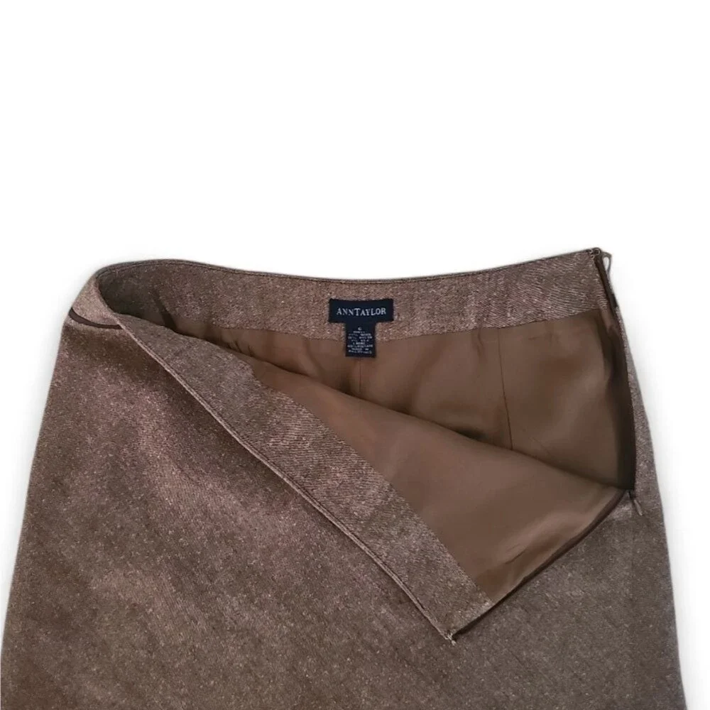 Ann Taylor Wool Silk Tweed A-Line Skirt Sz 6 Brown Timeless Winter Work Classic - Picture 4 of 12